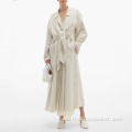 Custom Elegance Ladies Long Solid Color Trench Coat